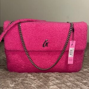 Glamaholic XL Vibrant Pink Textured Shoulder Bag with Chain Strap